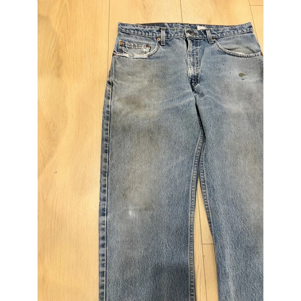 Levis 505 Regular Fit Straight Leg Jeans Mens‎ 33x30 Light Vintage Distressed
